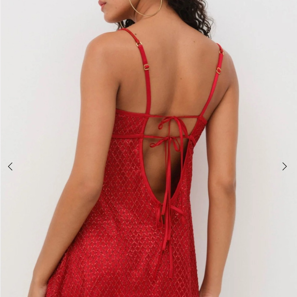 For Love and Lemons Glitter Slip Dress Red - Picture 3 of 3